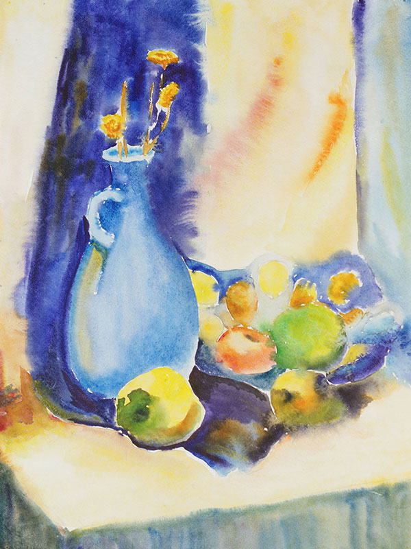 still life, watercolor on wet paper