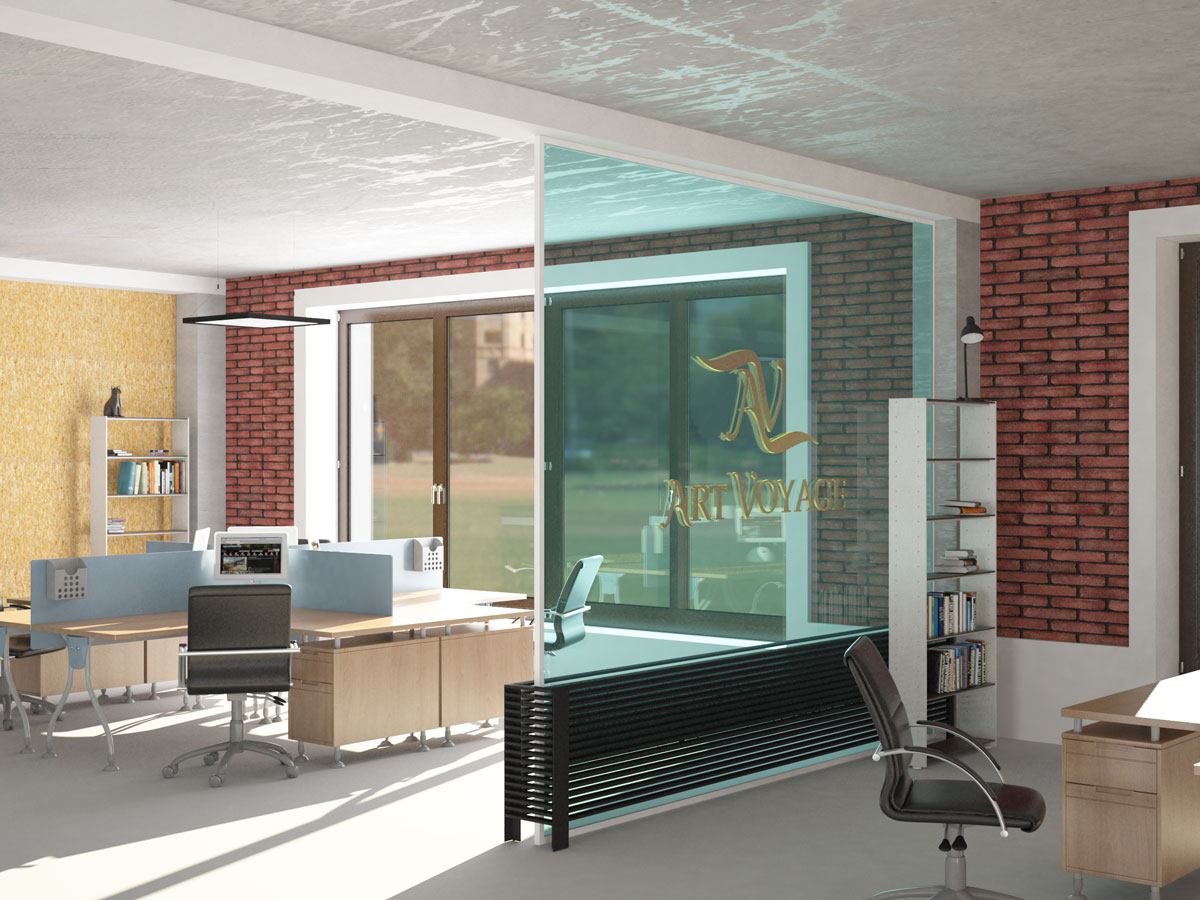 Дизайн интерьера офиса, учебный проект, рабочие зоны